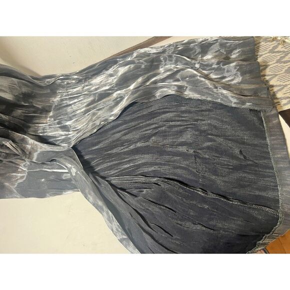 Vtg Y2k Maxi Gown Dress Sz 00 Rose PROM Black Metallic Silver Wedding Whimsygoth - Picture 5 of 9